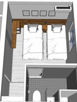 Habitación con 2 camas individuales, vistas a la ciudad | 1 dormitorio y wifi gratis