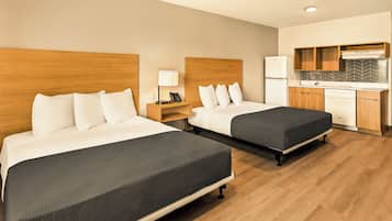 Laptop workspace, free WiFi, bed sheets