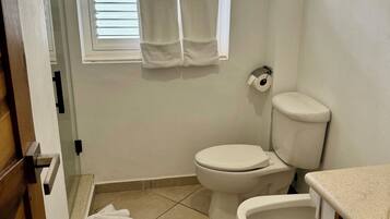 Dusche, Haartrockner, Bidet, Handtücher