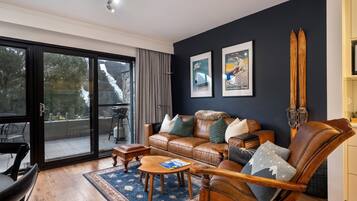 Smart TV, fireplace, DVD player