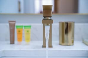 Sèche-cheveux, serviettes fournies, savon, papier toilette