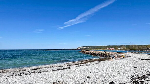 A pebble beach with a rocky breakwater and a clear blue sky. - 3 bedroom cozy home in Tingstäde (Tingstäde)