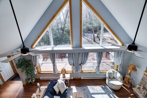 Smart TV, fireplace, video games, DVD player