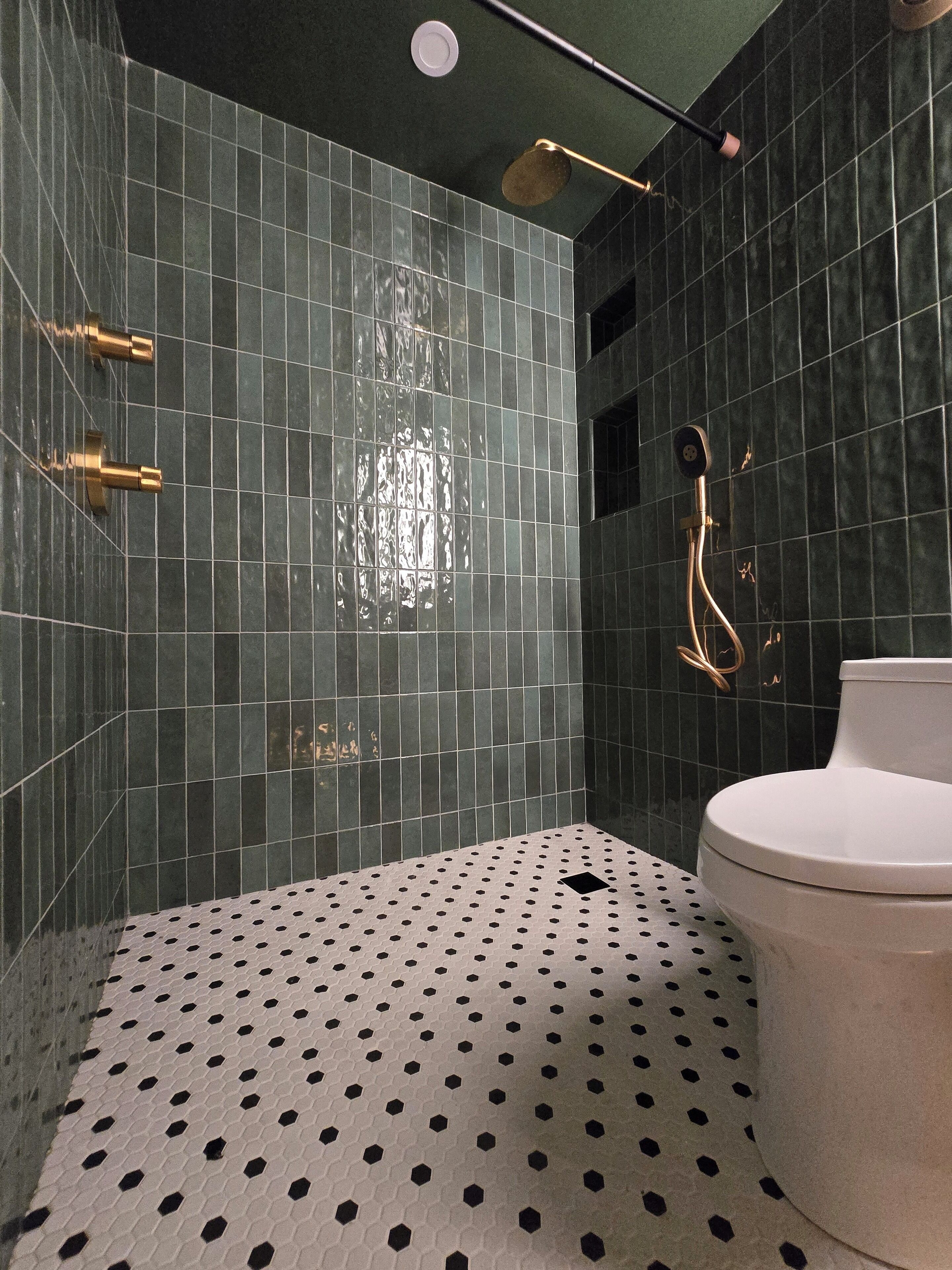 Regadera, secadora de cabello, bidet, toallas 