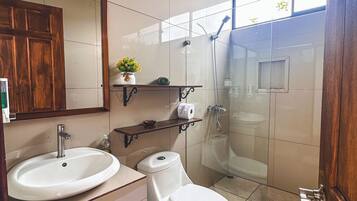 Towels, soap, shampoo, toilet paper