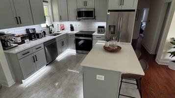 Microwave, stovetop, dishwasher, paper towels