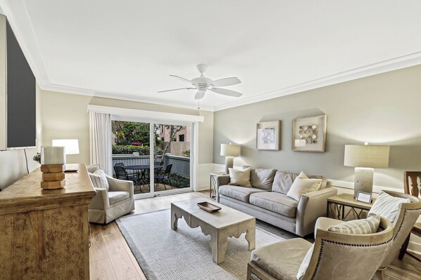 Villa, Multiple Beds, Patio, Garden View (965 Cutter Court) | Living area | 42-inch flat-screen TV with digital channels - 965 Cutter Court at The Sea Pines Resort (Hilton Head Island)