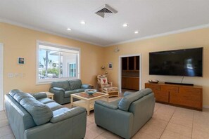 Smart TV, DVD player, books, music library