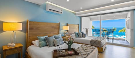 Departamento Confort, 2 camas Queen size, balcón, vista a la playa | Cortinas blackout, tabla de planchar con plancha y wifi gratis