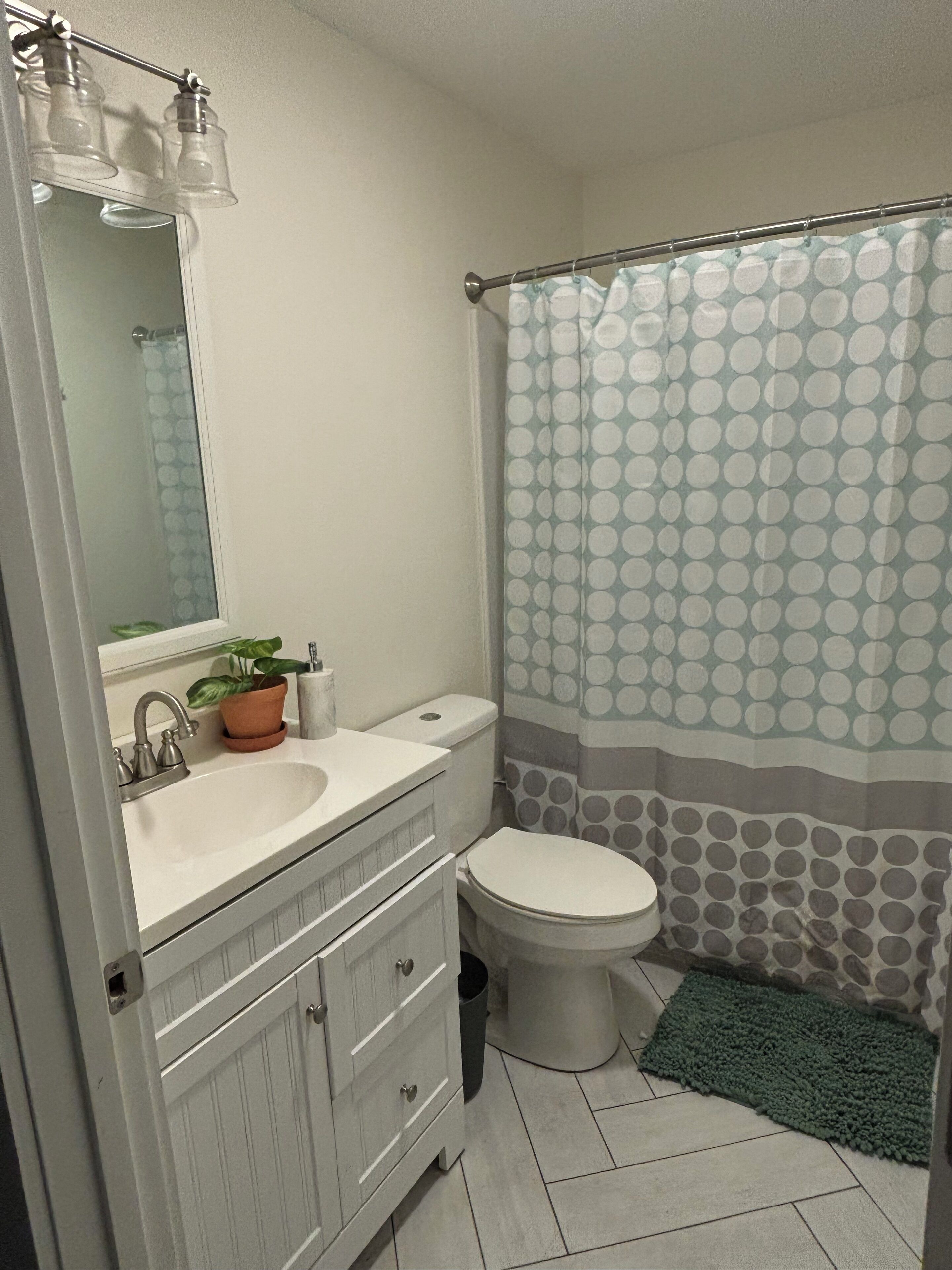 Eco-friendly toiletries, hair dryer, towels, soap