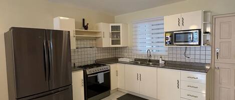 Fridge, microwave, stovetop, toaster