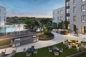 Outdoor dining - Blueground | Revere, pool, nr Revere Beach (Revere)