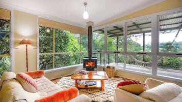 Télévision, cheminée, livres