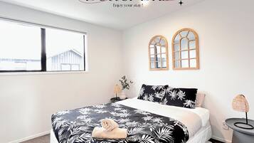 2 bedrooms, in-room safe, iron/ironing board, travel cot