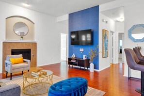 TV, fireplace, offices - Pet-Friendly Retreat | Yard, Grill + Workspace (McKinney)