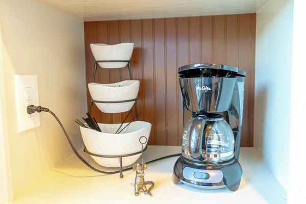 Start your day with fresh coffee from the Keurig maker.