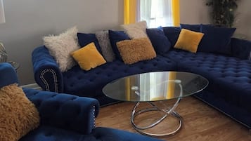 Smart TV, fireplace, video games, DVD player