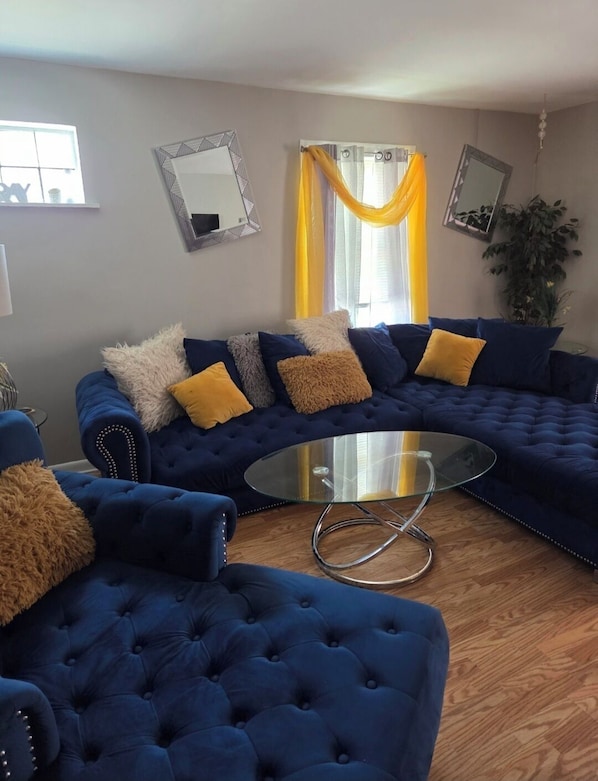 Smart TV, fireplace, video games, DVD player