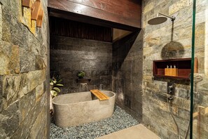 Hair dryer, bidet, towels, soap