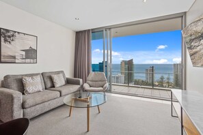 14th Floor 1 Bedroom Ocean View Aparment | Living room | 45-inch Smart TV with cable channels