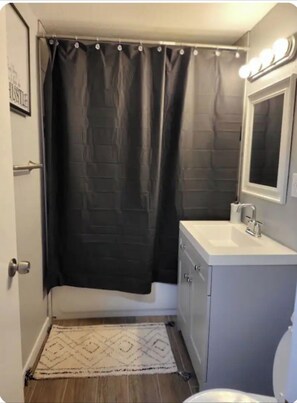 Shower, towels, soap, shampoo