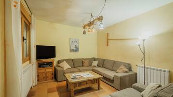 Televisor, llar de foc i reproductor de DVD