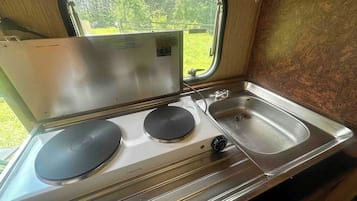 Comfort Mobile Home, Mountainside | Private kitchen | Mini-fridge, stovetop, cookware/dishes/utensils