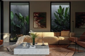 Two Bedroom Pool Villa with Fully Equipped Kitchen | Área de estar | Smart TV 42 polegadas com canais digitais