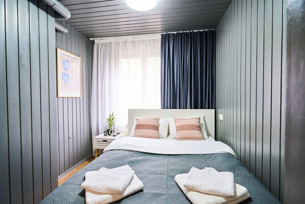 1 makuuhuone, silitysrauta/-lauta, vauvan matkasänky, ilmainen Wi-Fi