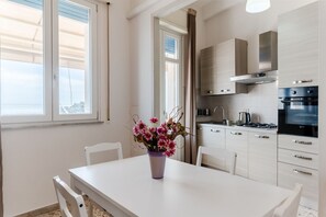 Fridge, oven, stovetop, electric kettle