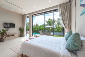 Villa Design, 3 camere da letto, vista piscina | Vista dalla camera