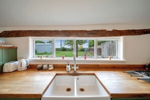 Fridge, oven, stovetop, electric kettle