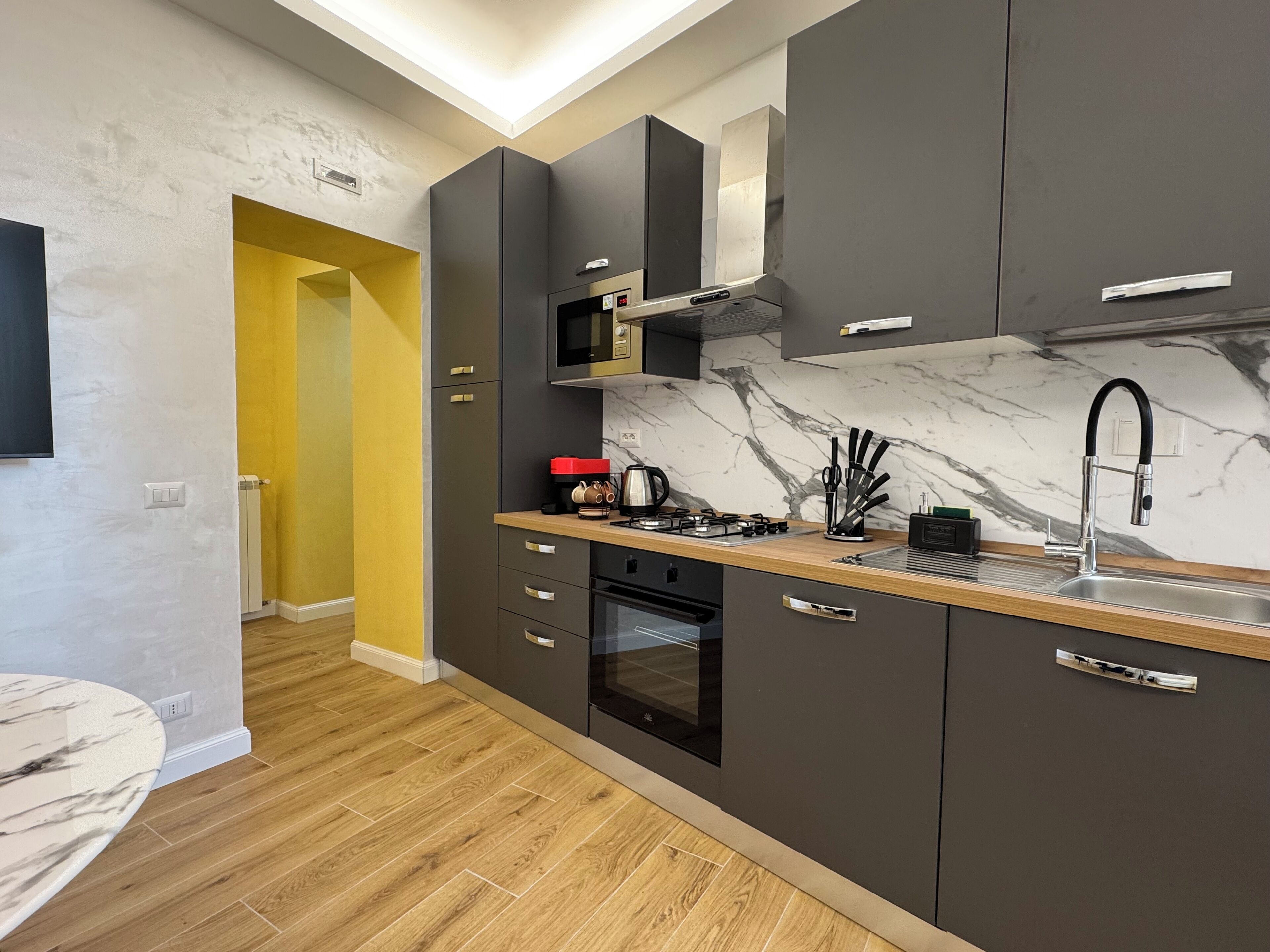 Kühlschrank, Mikrowelle, Ofen, Herdplatte