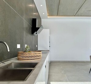 Fridge, microwave, oven, dishwasher