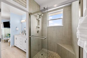 House, Ocean View | Bathroom | Hair dryer, towels - Pet Friendly House - Seacret Shores (Port St. Joe)