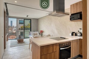 Fridge, microwave, oven, stovetop - Brand New 1 BR Condo in Roma Norte - Rooftop (Mexico)