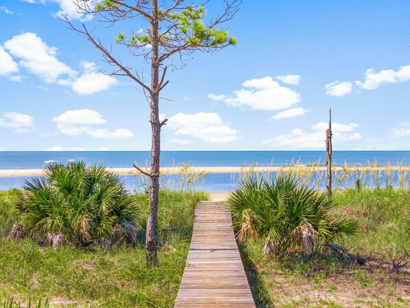 Private beach, white sand