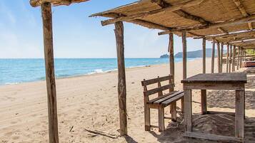 Sun-loungers, beach towels