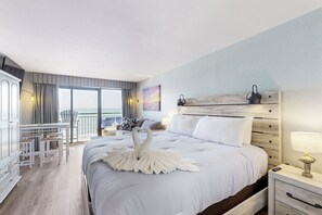 Iron/ironing board, Internet, bed sheets - Oceanfront studio with private balcony, pool, beach access, & snowbird friendly (Myrtle Beach)