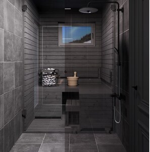 Romantic Chalet, Kitchen, Partial Lake View | Bathroom | Shower, hair dryer, towels, soap - Napapiirin Järvilomat (Ylitornio)