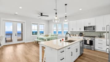 House, Ocean View | Private kitchen | Full-size fridge, microwave, oven, stovetop