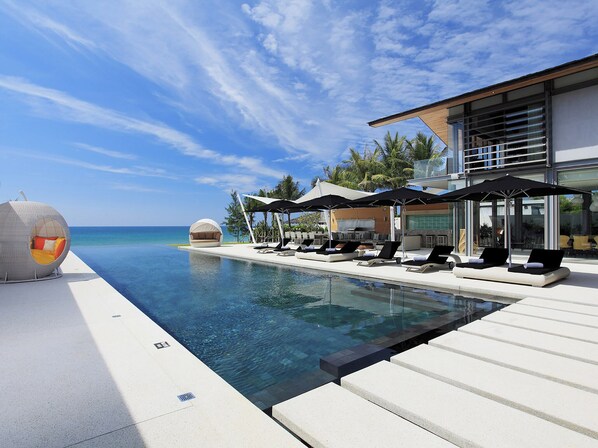 A heated pool - Luxury Thailand Beachfront Sava Villa 1 Villa Tievoli Chef, Staff included lth12 (Phuket)