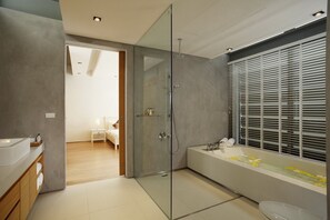 Shower, bidet, towels - Luxury Thailand Estate Beachfront  Villa Cielo lth14 (Takua Thung)