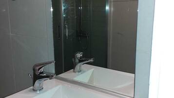 Hair dryer, towels, toilet paper