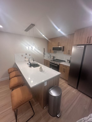 Frigorífico, microondas, horno y placa de cocina