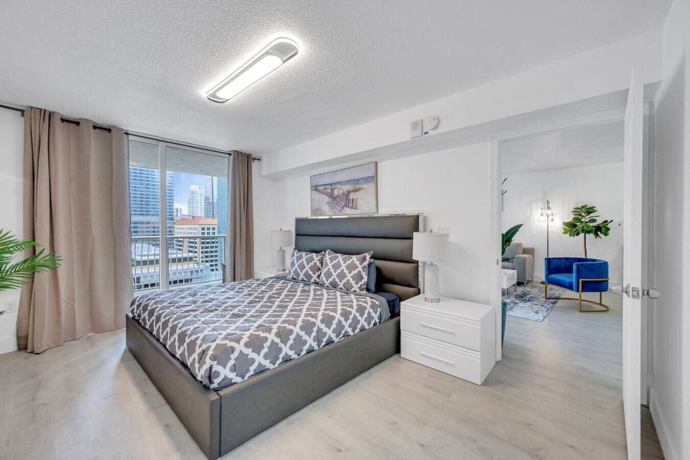 1 bedroom, desk, iron/ironing board, travel cot