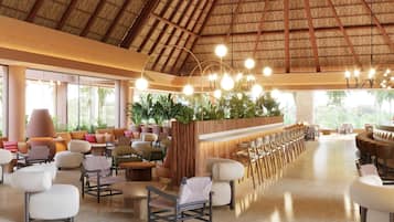 5 bars/lounges, een poolbar, een strandbar