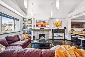 Smart TV, fireplace, video games, books