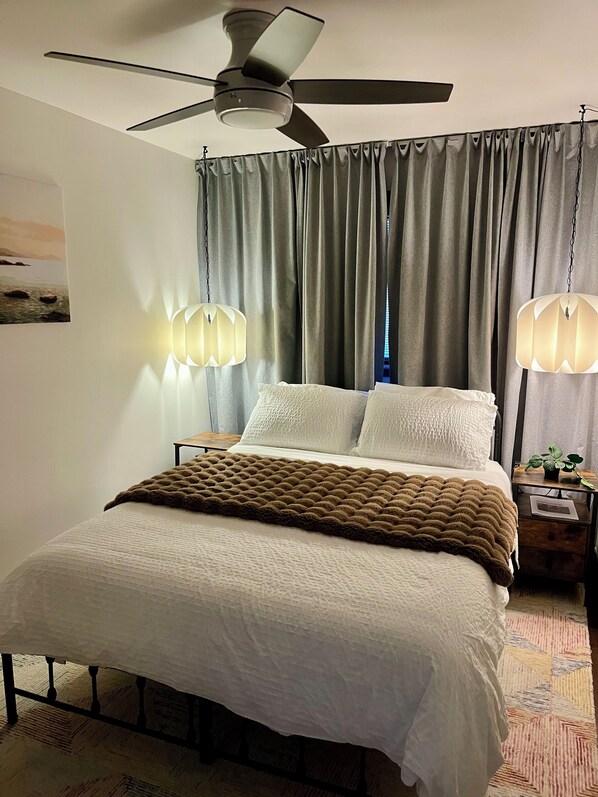 Bedroom- Queen bed - Beautiful legal suite | Private sauna (Calgary)