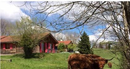 Chalet au cĆur de la nature Ă proximitĂ© d'une ferme avec des animaux